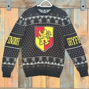 Wizarding World Of Harry Potter Gryffindor House Crest Ugly Christmas Sweater L